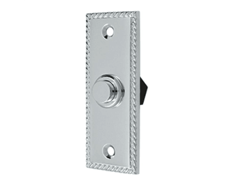 Rectangular Rope Bell Button - Polished Chrome - New York Hardware Online