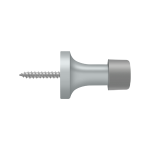 Small Solid Brass Baseboard Door Bumper by Deltana -  - Brushed Chrome - New York Hardware