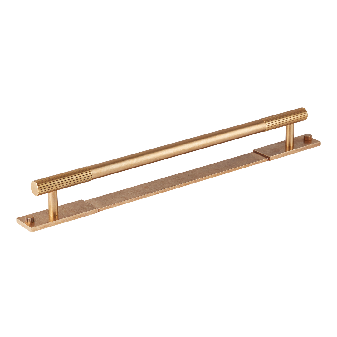 MIX Straight Knurled Appliance Pull Handle & Backplate by Armac Martin - 608mm - Satin Chrome Plate