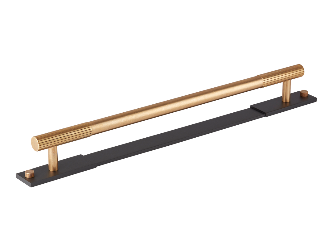 MIX Straight Knurled Appliance Pull Handle & Backplate - Mixed Finish by Armac Martin - 608mm - Satin Chrome Plate