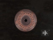 Cross & Petal Knob Backplate 1 3/8" (35mm) - Distressed Copper - New York Hardware Online