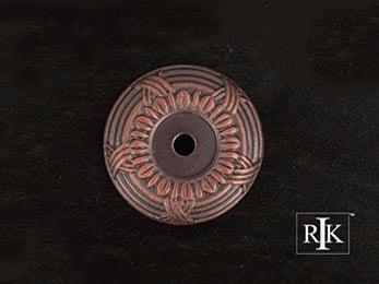 Cross & Petal Knob Backplate 1 3/8" (35mm) - Distressed Copper - New York Hardware Online