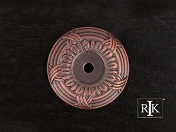 Cross & Petal Knob Backplate 1 5/8" (41mm) - Distressed Copper - New York Hardware Online