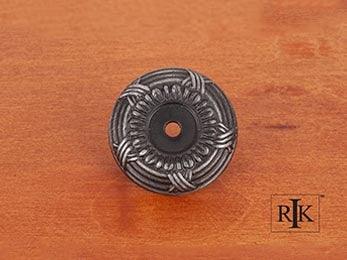 Cross & Petal Knob Backplate 1 5/8" (41mm) - Distressed Nickel - New York Hardware Online