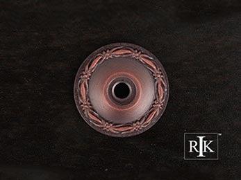 Flat Deco-Leaf Knob Backplate 1 1/4" (32mm) - Distressed Copper - New York Hardware Online