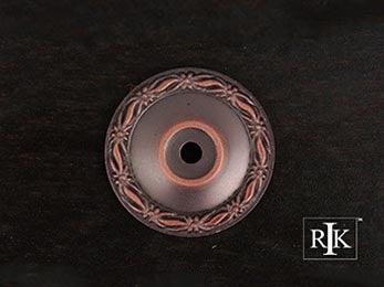 Flat Deco-Leaf Knob Backplate 1 1/2" (38mm) - Distressed Copper - New York Hardware Online