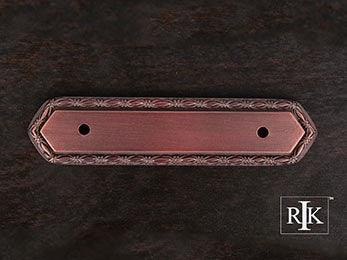 Deco-Leaf Edge Pull Backplate 5" (127mm) - Distressed Copper - New York Hardware Online