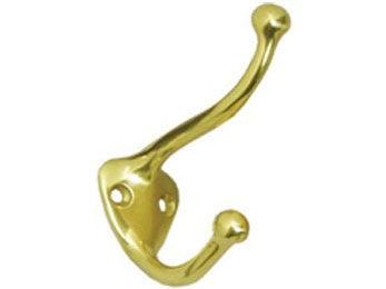Solid Brass Coat & Hat Hook - PVD - Polished Brass - New York Hardware Online