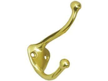 Solid Brass Coat & Hat Hook - PVD - Polished Brass - New York Hardware Online