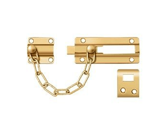 Security Door Guard Chain with Doorbolt - PVD - Polished Brass - New York Hardware Online