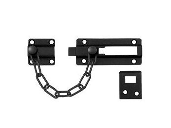 Security Door Guard Chain with Doorbolt - Black - New York Hardware Online