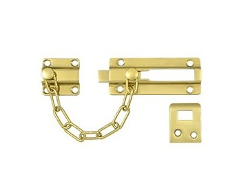 Security Door Guard Chain with Doorbolt - Polished Brass - New York Hardware Online