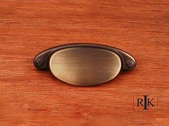 Elliptical Cup Pull with Dummy Screws 3 7/16" (87mm) - Antique English - New York Hardware Online