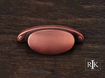 Elliptical Cup Pull with Dummy Screws 3 7/16" (87mm) - Distressed Copper - New York Hardware Online