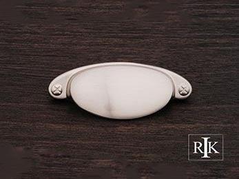 Elliptical Cup Pull with Dummy Screws 3 7/16" (87mm) - Pewter - New York Hardware Online