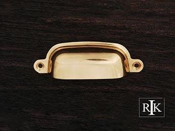 Flat Box Cup Pull  3 3/4" (95mm) - Polished Brass - New York Hardware Online
