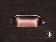 Flat Box Cup Pull  3 3/4" (95mm) - Distressed Copper - New York Hardware Online