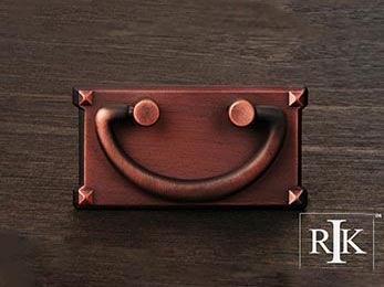 Rectangular Plated Bail Pull  3 3/4" (95mm) - Distressed Copper - New York Hardware Online