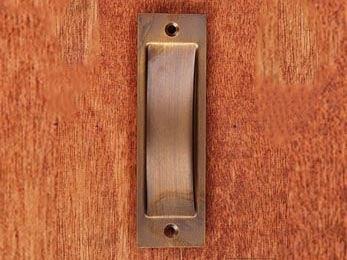 Thin Rectangle Flush Pull 4 1/2" (114mm) - Antique English - New York Hardware