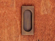 Thick Rectangle Flush Pull  4" (102mm) - Antique English - New York Hardware