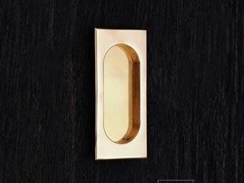 Thick Rectangle Flush Pull  4" (102mm) - Polished Brass - New York Hardware