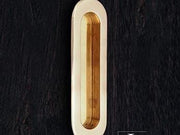 Thick Oval Flush Pull 5 1/2" (140mm) - Polished Brass - New York Hardware
