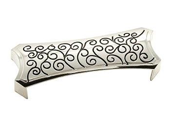 Rectangular Circle Edge Cup Pull 4 7/8" (124mm) - Polished Nickel with Black - New York Hardware Online