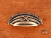 Lines and Single Cross Rounded Cup Pull 3 3/4" (95mm) - Antique English - New York Hardware Online