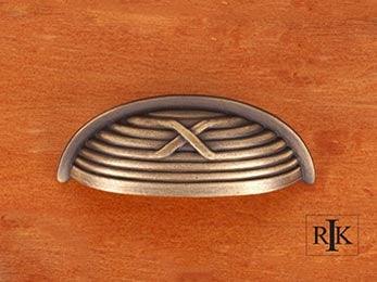 Lines and Single Cross Rounded Cup Pull 3 3/4" (95mm) - Antique English - New York Hardware Online