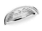 Lines and Single Cross Rounded Cup Pull 3 3/4" (95mm) - Polished Nickel - New York Hardware Online