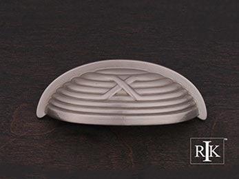 Lines and Single Cross Rounded Cup Pull 3 3/4" (95mm) - Pewter - New York Hardware Online