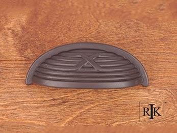 Lines and Single Cross Rounded Cup Pull 3 3/4" (95mm) - Oil Rubbed Bronze - New York Hardware Online