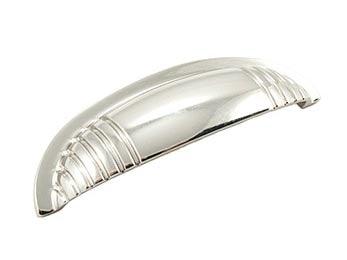 Ridges @ Edge Cup Pull 4" (102mm) - Polished Nickel - New York Hardware Online