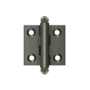 Solid Brass Cabinet  Hinge with Ball Tips by Deltana - 1-1/2" x 1-1/2" - Antique Nickel - New York Hardware