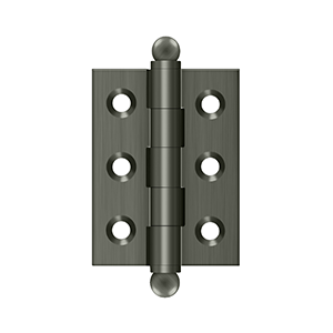 Solid Brass Cabinet  Hinge with Ball Tips by Deltana - 2" x 1-1/2" - Antique Nickel - New York Hardware