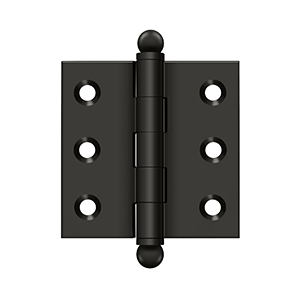 Solid Brass Cabinet  Hinge with Ball Tips by Deltana - 2" x 2"  - Oil Rubbed Bronze - New York Hardware