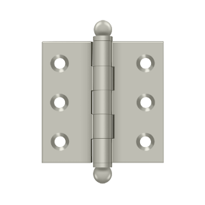 Solid Brass Cabinet  Hinge with Ball Tips by Deltana - 2" x 2"  - Brushed Nickel - New York Hardware