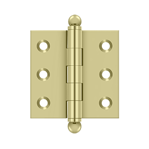 Solid Brass Cabinet  Hinge with Ball Tips by Deltana - 2" x 2"  - Unlacquered Brass - New York Hardware