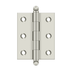 Solid Brass Cabinet  Hinge with Ball Tips by Deltana - 2-1/2" x 2" - Polished Nickel - New York Hardware