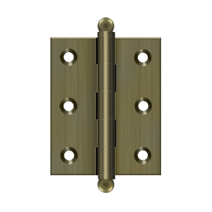 Solid Brass Cabinet  Hinge with Ball Tips by Deltana - 2-1/2" x 2" - Antique Brass - New York Hardware