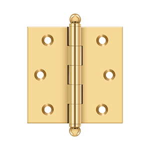 Solid Brass Cabinet  Hinge with Ball Tips by Deltana - 2-1/2" x 2-1/2"  - PVD Polished Brass - New York Hardware