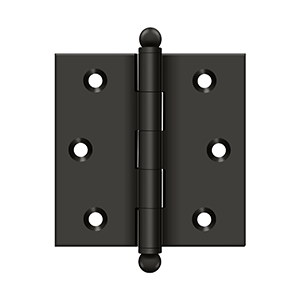 Solid Brass Cabinet  Hinge with Ball Tips by Deltana - 2-1/2" x 2-1/2"  - Oil Rubbed Bronze - New York Hardware