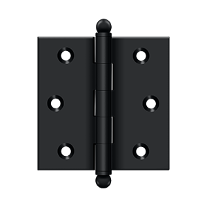 Solid Brass Cabinet  Hinge with Ball Tips by Deltana - 2-1/2" x 2-1/2"  - Paint Black - New York Hardware