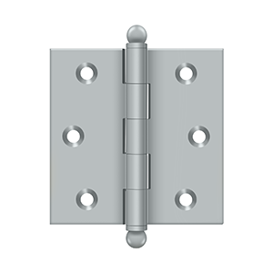 Solid Brass Cabinet  Hinge with Ball Tips by Deltana - 2-1/2" x 2-1/2"  - Brushed Chrome - New York Hardware