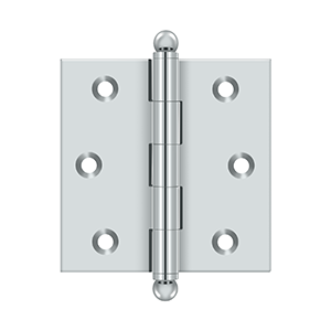 Solid Brass Cabinet  Hinge with Ball Tips by Deltana - 2-1/2" x 2-1/2"  - Polished Chrome - New York Hardware