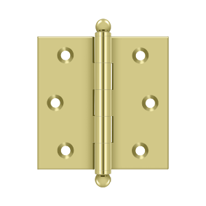 Solid Brass Cabinet  Hinge with Ball Tips by Deltana - 2-1/2" x 2-1/2"  - Polished Brass - New York Hardware
