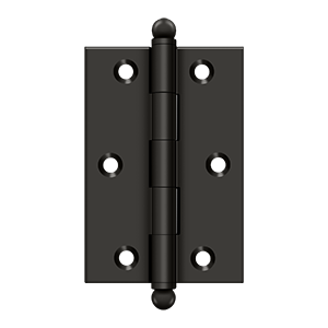 Solid Brass Cabinet  Hinge with Ball Tips by Deltana - 3" x 2" - Oil Rubbed Bronze - New York Hardware