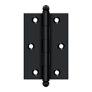 Solid Brass Cabinet  Hinge with Ball Tips by Deltana - 3" x 2" - Paint Black - New York Hardware