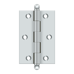 Solid Brass Cabinet  Hinge with Ball Tips by Deltana - 3" x 2" - Polished Chrome - New York Hardware