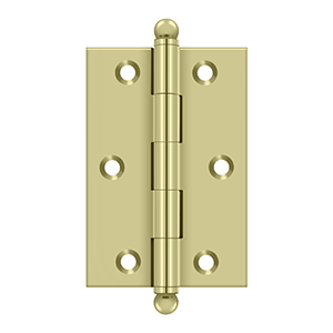 Solid Brass Cabinet  Hinge with Ball Tips by Deltana - 3" x 2" - Unlacquered Brass - New York Hardware
